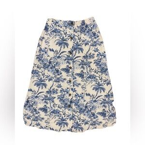 LC Lauren Conrad Blue and Cream A-Line Skirt